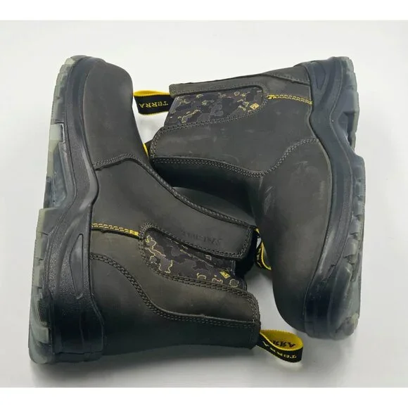 Terra Men's Black Leather Chelsea Soft Toe Pull-On Work Boots Size 10 2844 - Picture 13 of 16